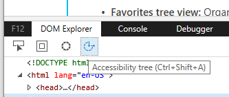 スクリーンショット: F12のアクセシビリティーツリービューをオンにするボタン